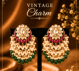    Polki Pearl Chandbali  By Shetti Jwellers